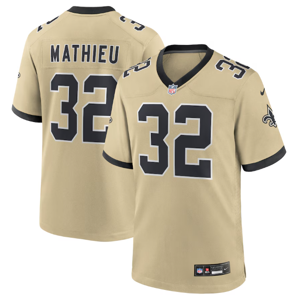New Orleans Saints Tyrann Mathieu Gold Gameday Golds Alternate Game Player Jersey