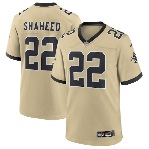 New Orleans Saints Rashid Shaheed Gold Gameday Golds Alternate Game Player Jersey