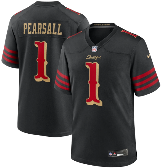 San Francisco 49ers Ricky Pearsall Black 2025 Rivalries Collection Jersey