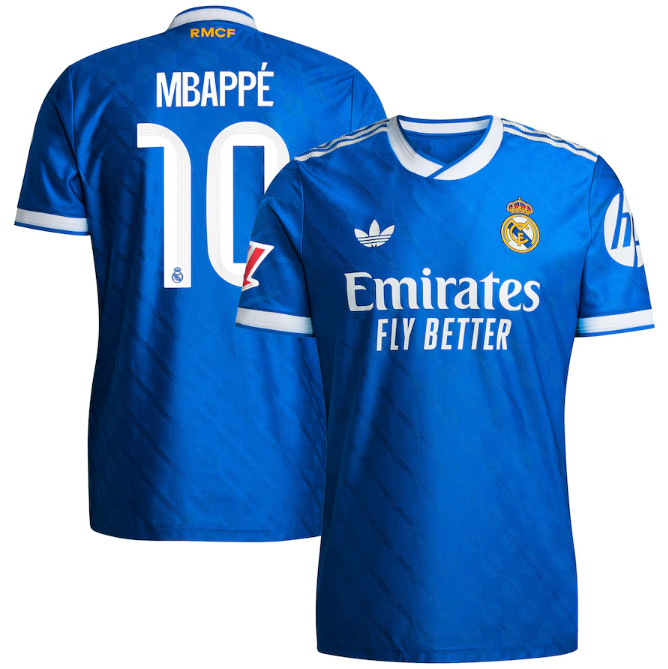 Men Kylian Mbappé Real Madrid 2025-26 Third Authentic Player Jersey - Blue