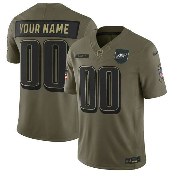 Philadelphia Eagles Active Player Custom Olive 2025 Salute to Service Limited Football Stitched Jersey