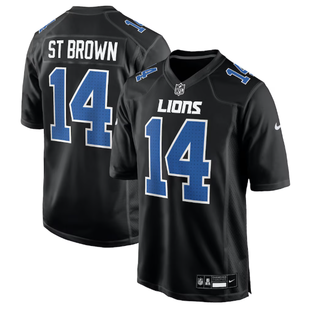 Detroit Lions Amon-Ra St. Brown Carbon Black Carbon Fashion Jersey