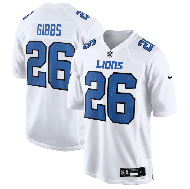 Detroit Lions Jahmyr Gibbs White Tundra Fashion Jersey