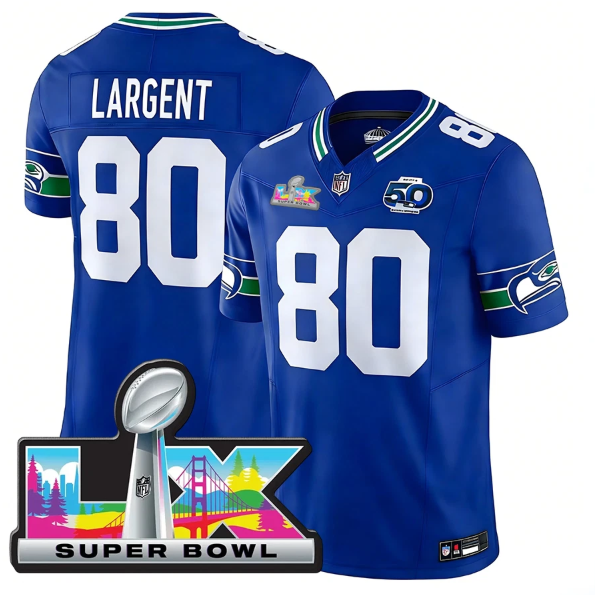 Seattle Seahawks Steve Largent 2026 Super Bowl LX Royal Jersey