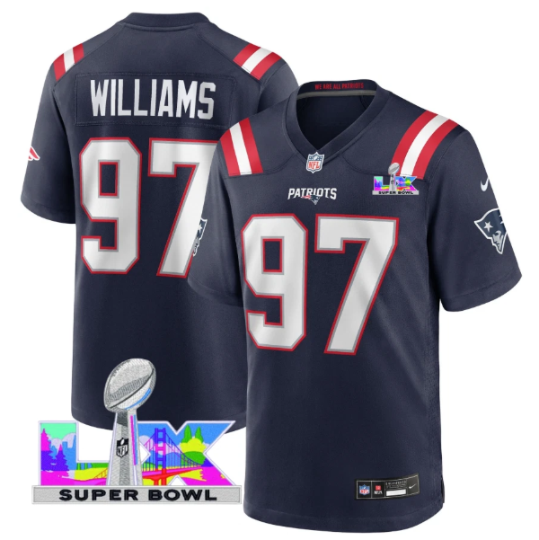 New England Patriots Milton Williams Navy Super Bowl LX Patch Jersey