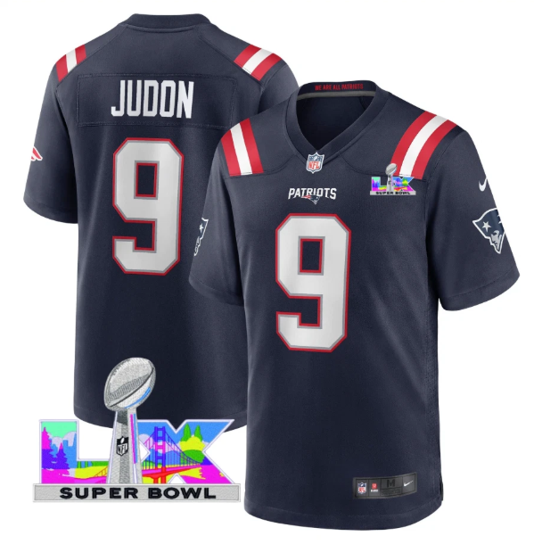 New England Patriots Matthew Judon Navy Super Bowl LX Patch Jersey