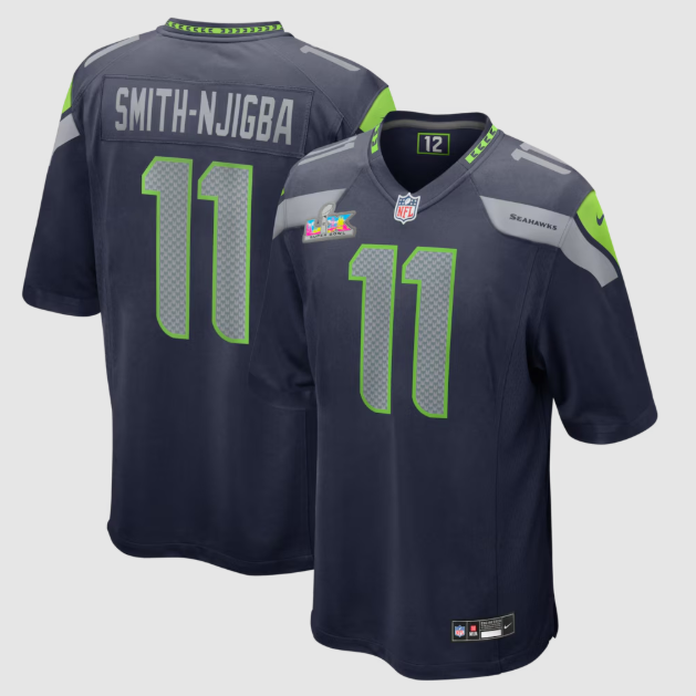 Seattle Seahawks Jaxon Smith-Njigba College Navy Super Bowl LX Patch Jersey