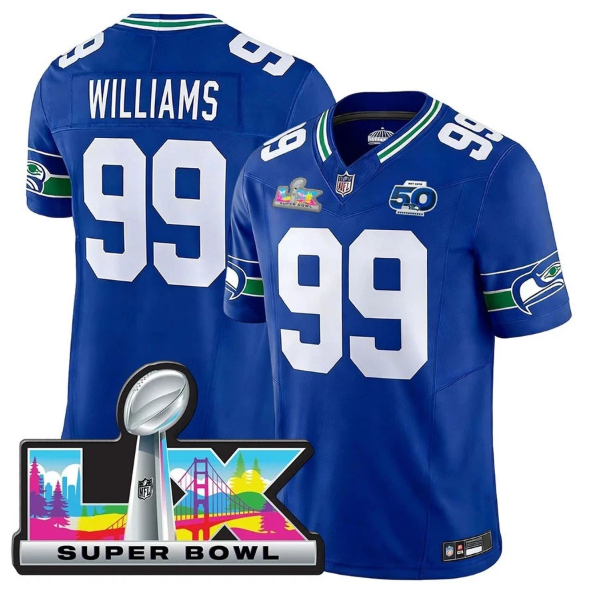 Seattle Seahawks Leonard Williams 2026 Super Bowl LX Royal Jersey