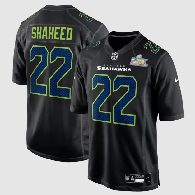 Seattle Seahawks Rashid Shaheed Black Super Bowl LX Patch Carbon Fashion Jersey