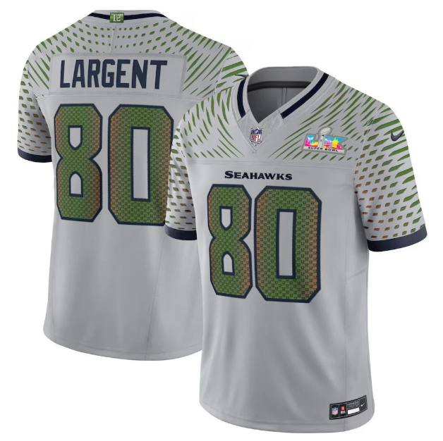 Seattle Seahawks Steve Largent 2026 Super Bowl LX Grey Jersey