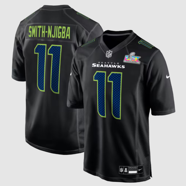 Seattle Seahawks Jaxon Smith-Njigba Black Super Bowl LX Patch Carbon Fashion Jersey