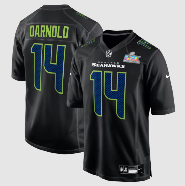 Seattle Seahawks Sam Darnold Black Super Bowl LX Patch Carbon Fashion Jersey