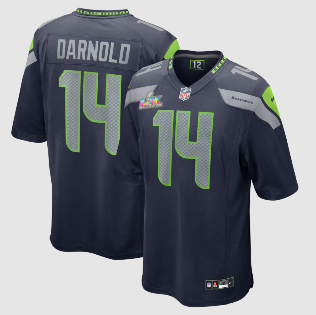 Seattle Seahawks Sam Darnold College Navy Super Bowl LX Patch Jersey