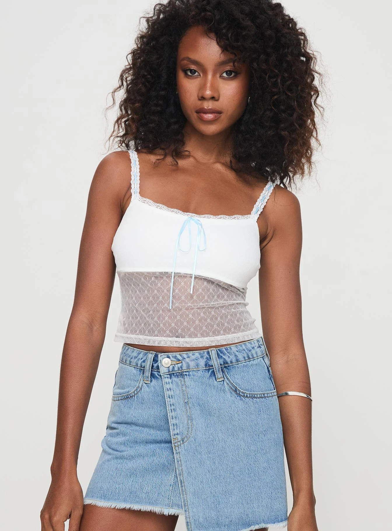 Tadeo Lace Cami Top White