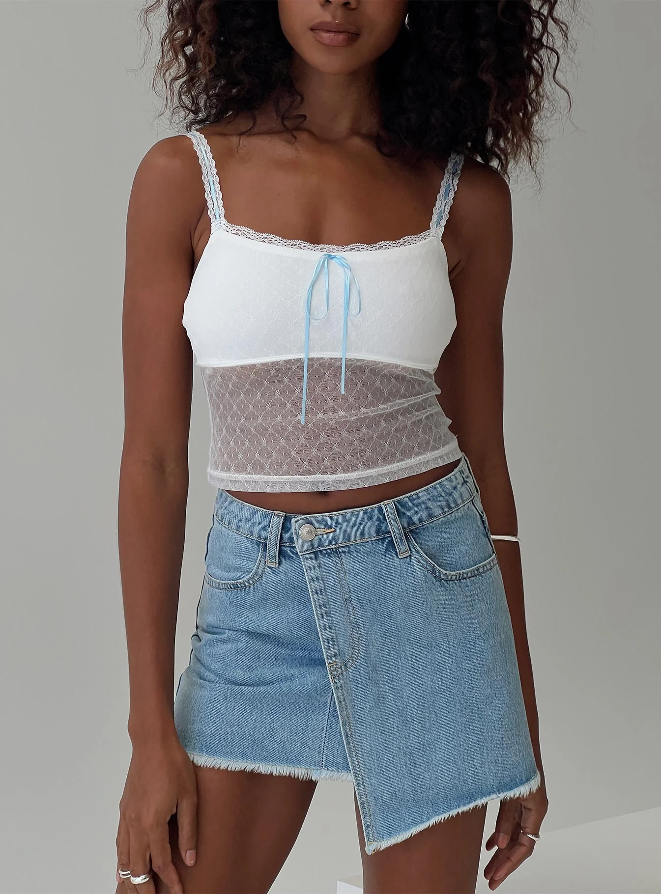 Tadeo Lace Cami Top White