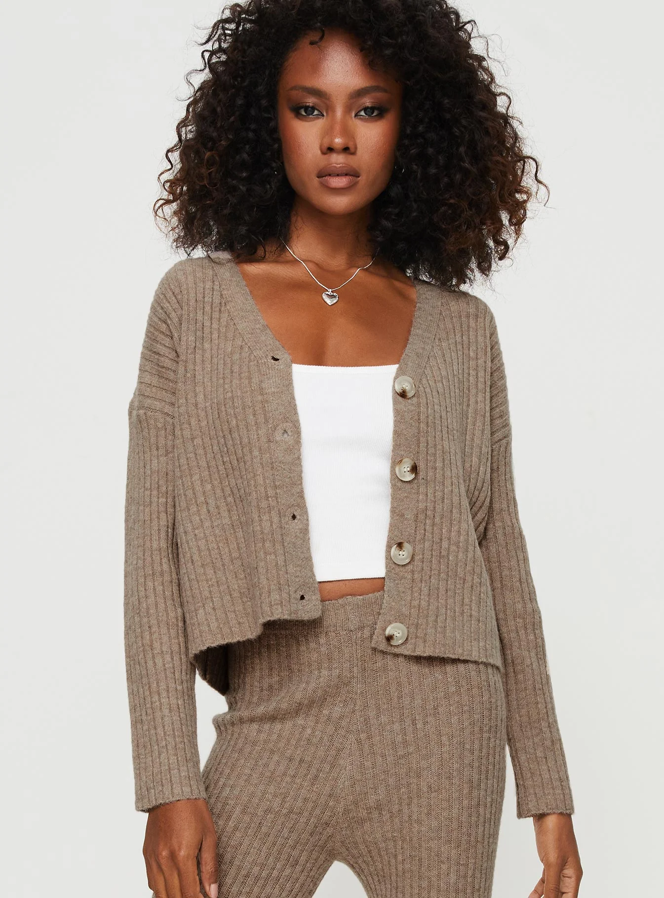 Yang Knit Cardigan Brown