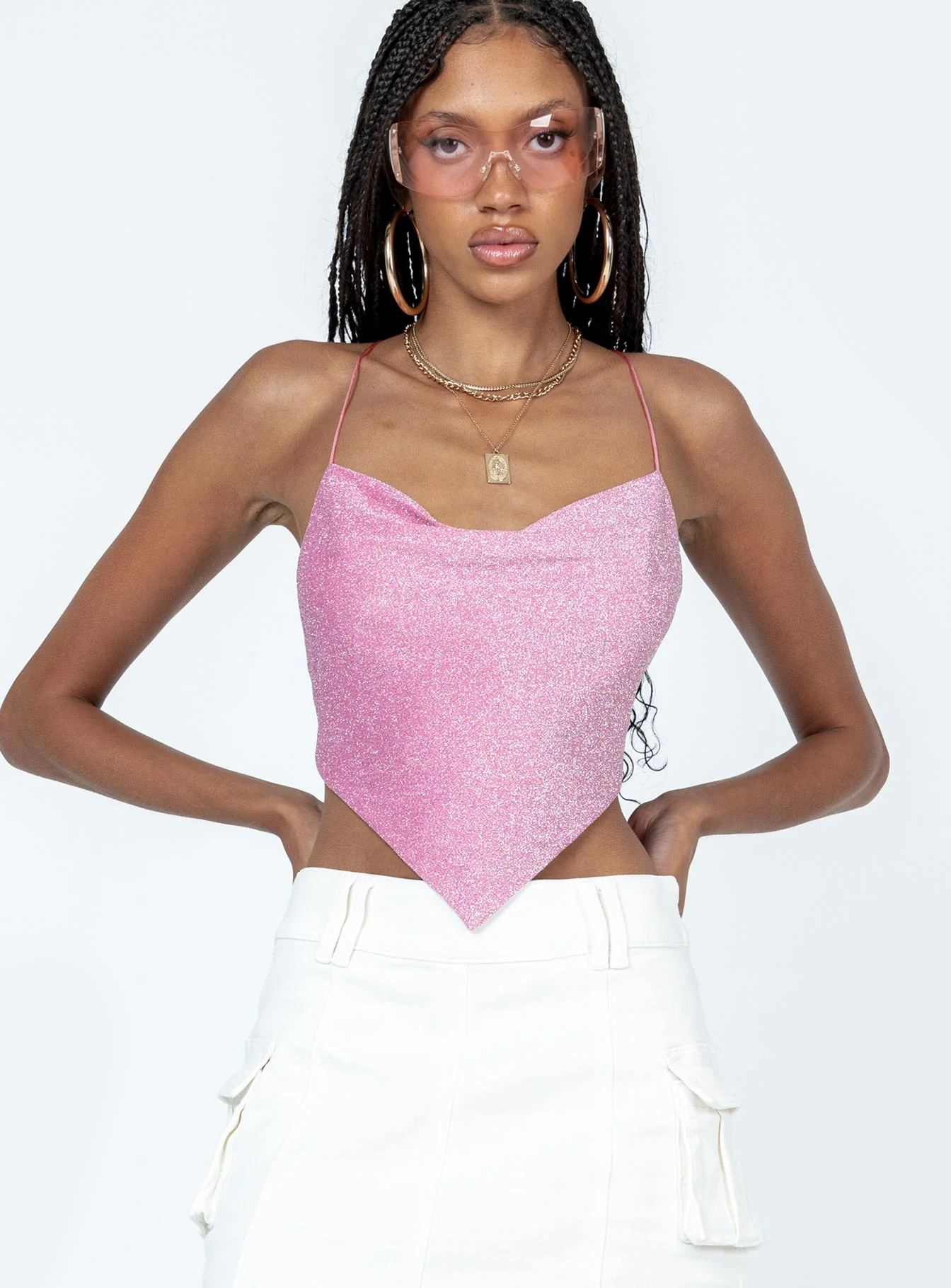 Julia Glitter Top Pink