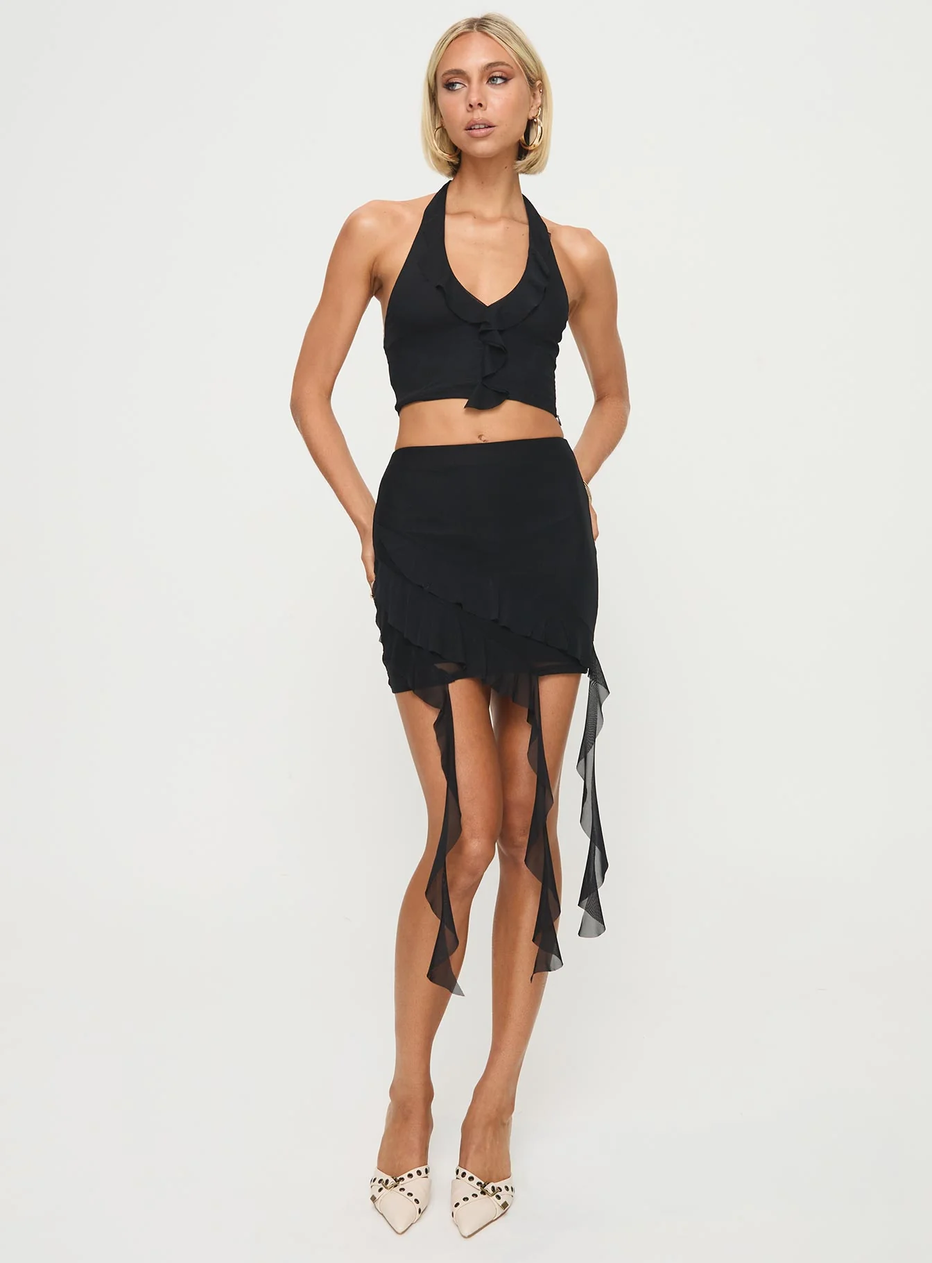 Hathaway Ruffle Set Black