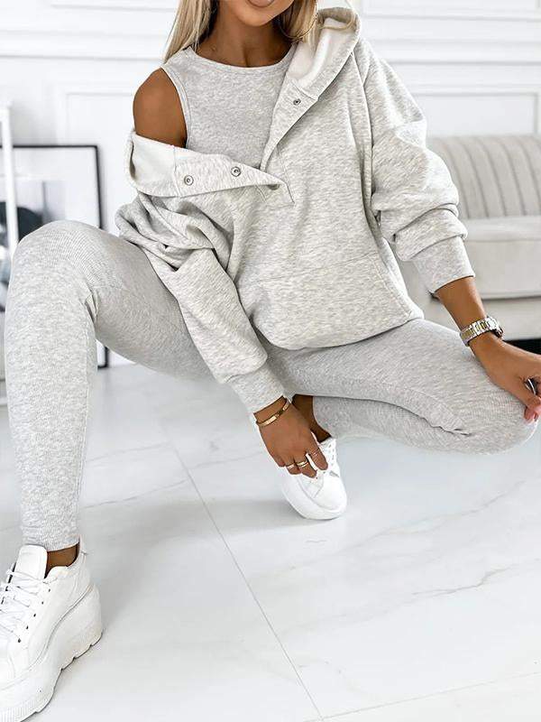 (S5XL) Plus Size Casual and Comfortable Sweatshirt Threepiece Suit