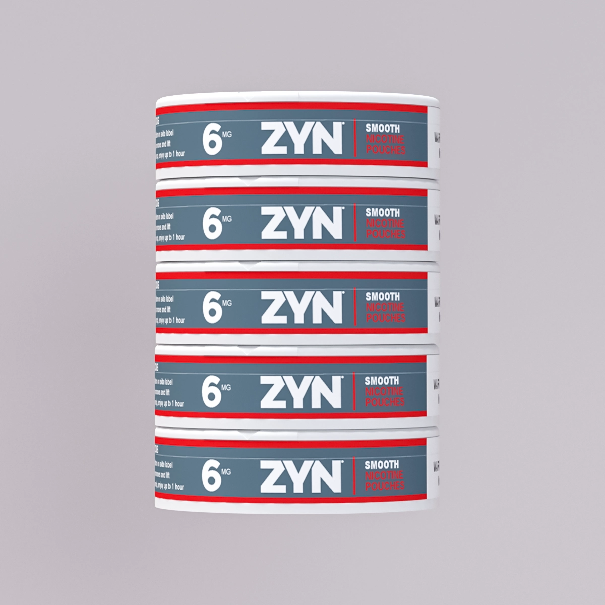 5 packs ZYN Smooth 6mg nicotine pouches