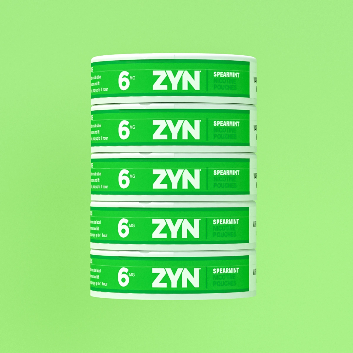 ZYN Spearmint 6mg nicotine pouches 5 packs