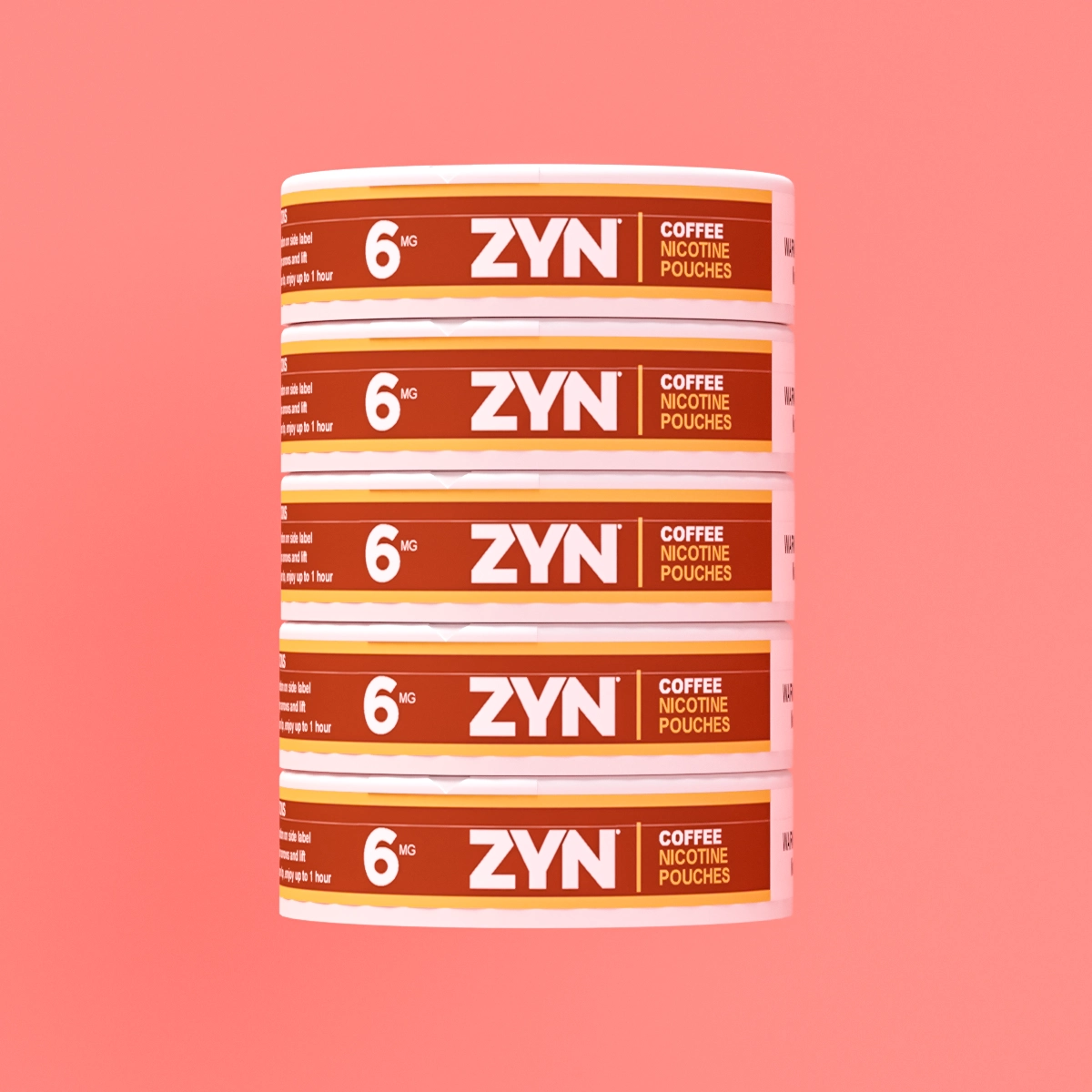 5 packs of zyn coffee nicotine pouches cans