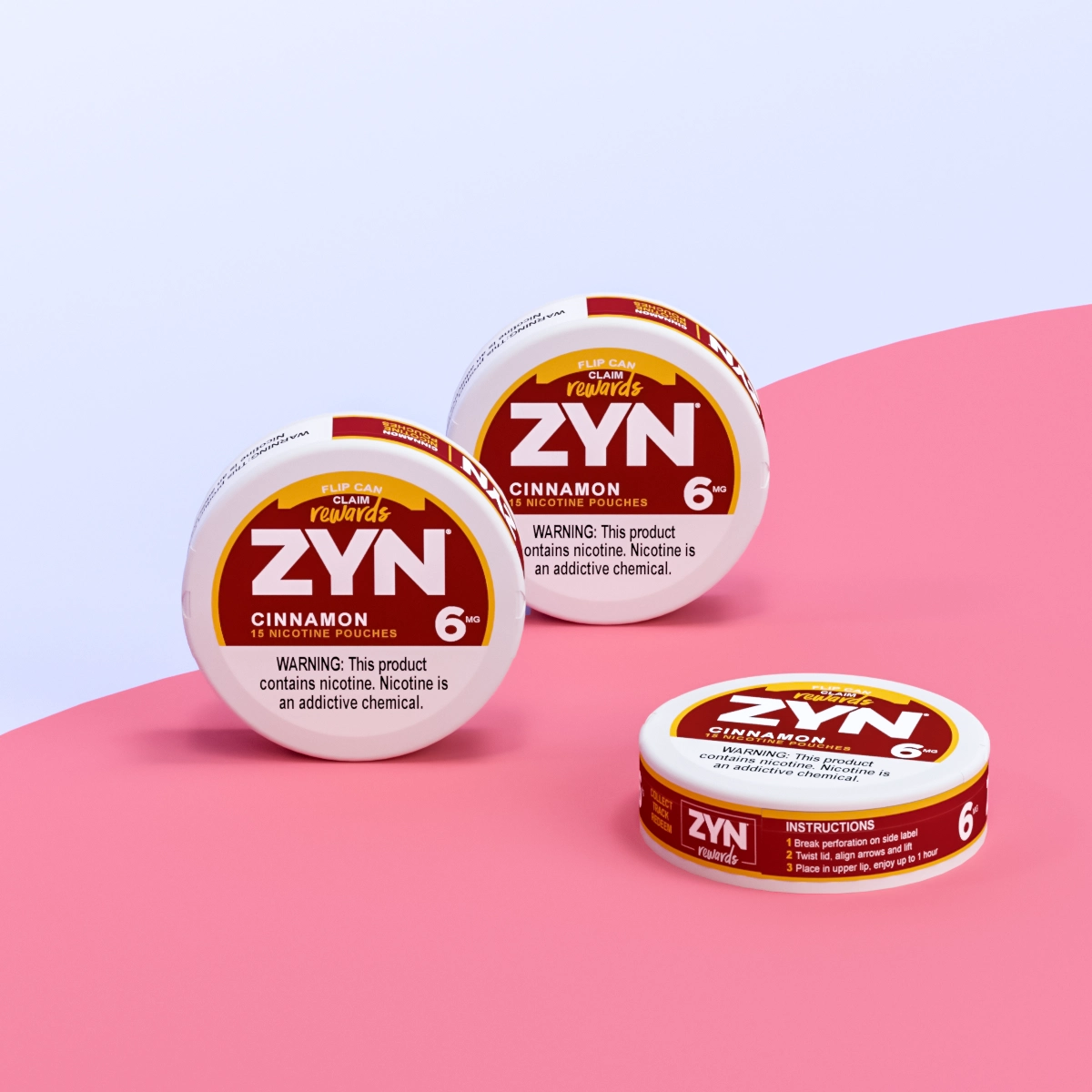 3 pcs ZYN Cinnamon 6 mg nicotine pouches cans