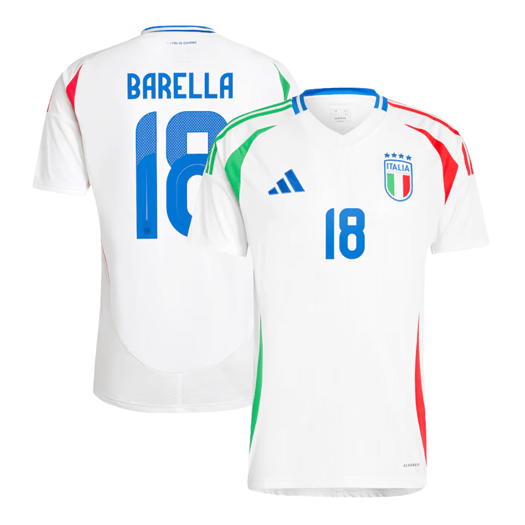 Italy Away Jersey BARELLA #18 CHIESA #14 DIMARCO #3 EURO 2024