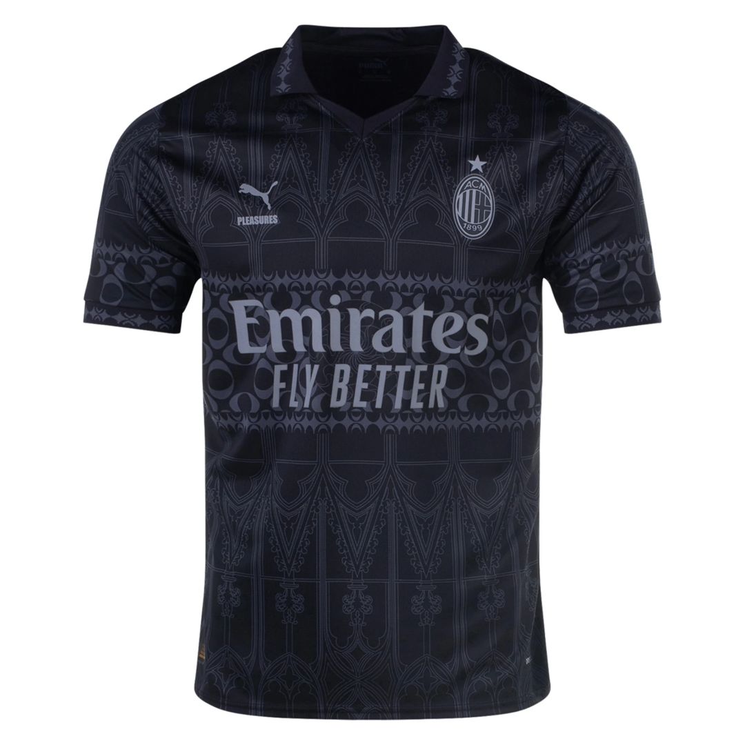 AC Milan x Pleasures Fourth Jersey Black Shirt 2023/24 - CuteJersey