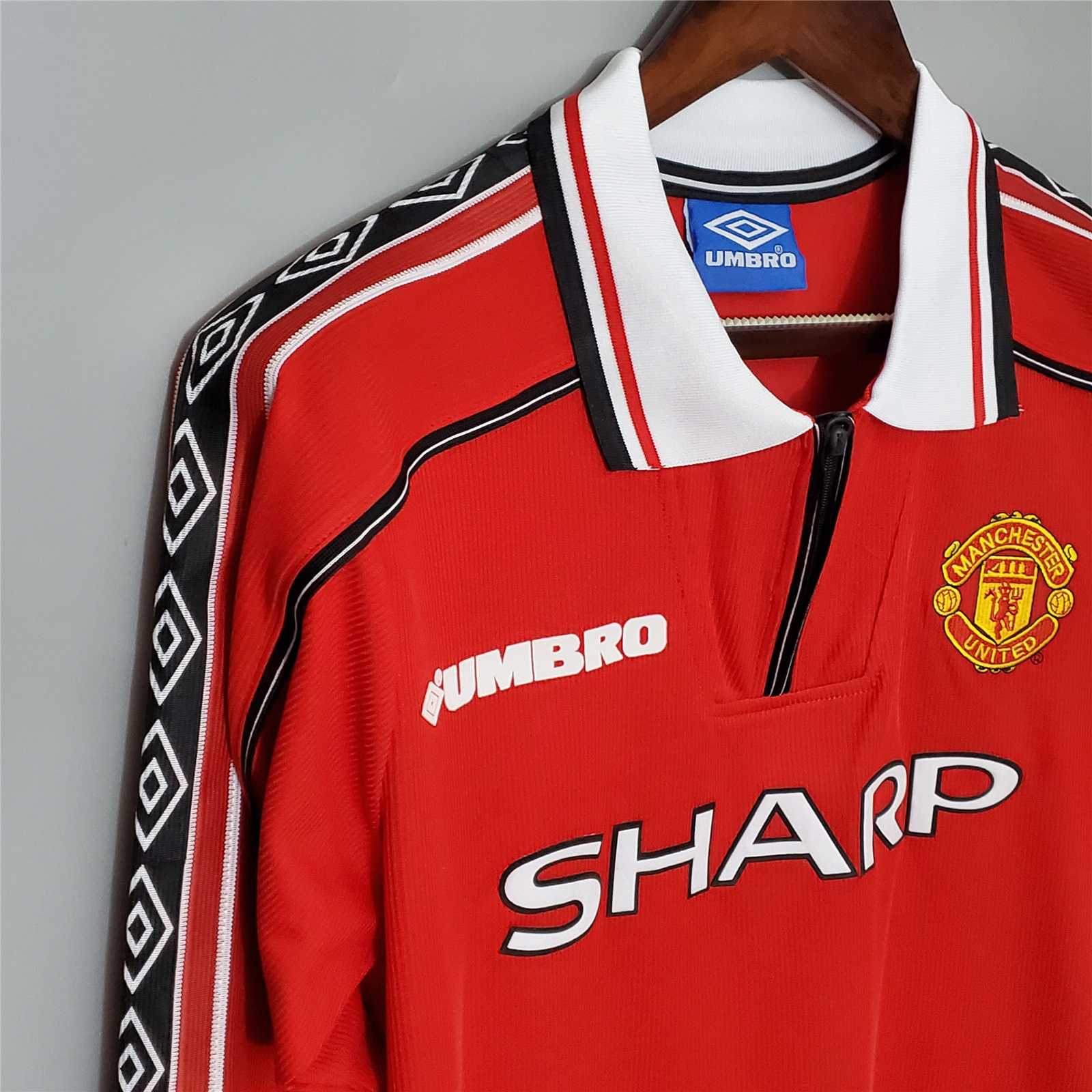 Manchester United Beckham #7 Retro Jersey Home Long Sleeve 1998/00