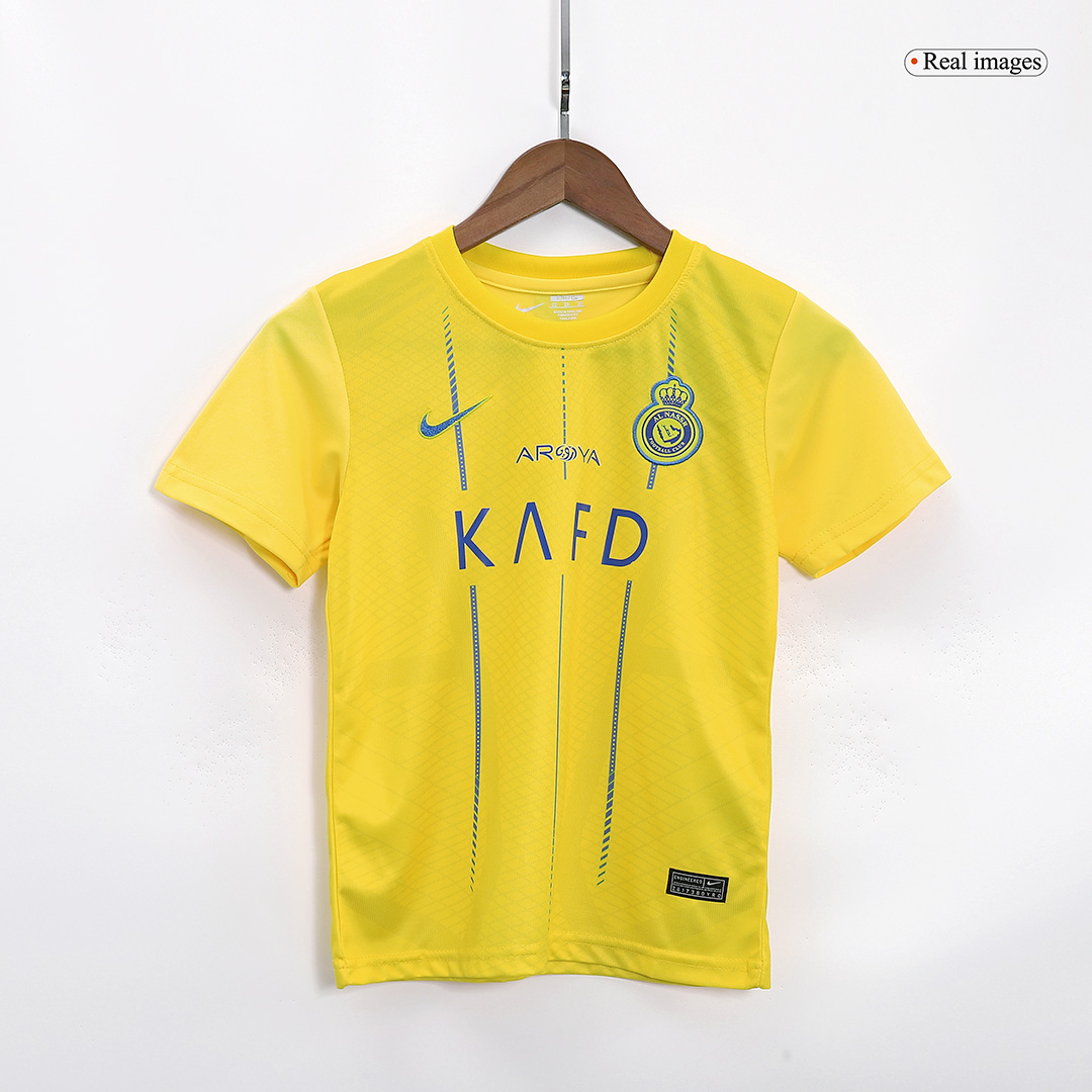 Kids Al Nassr Home Whole Kit(Jersey+Shorts+Socks) 2023/24
