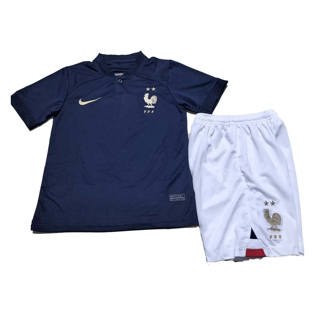 France Kids Soccer Jersey Home Kit(Jersey+Shorts) Replica World Cup 2022
