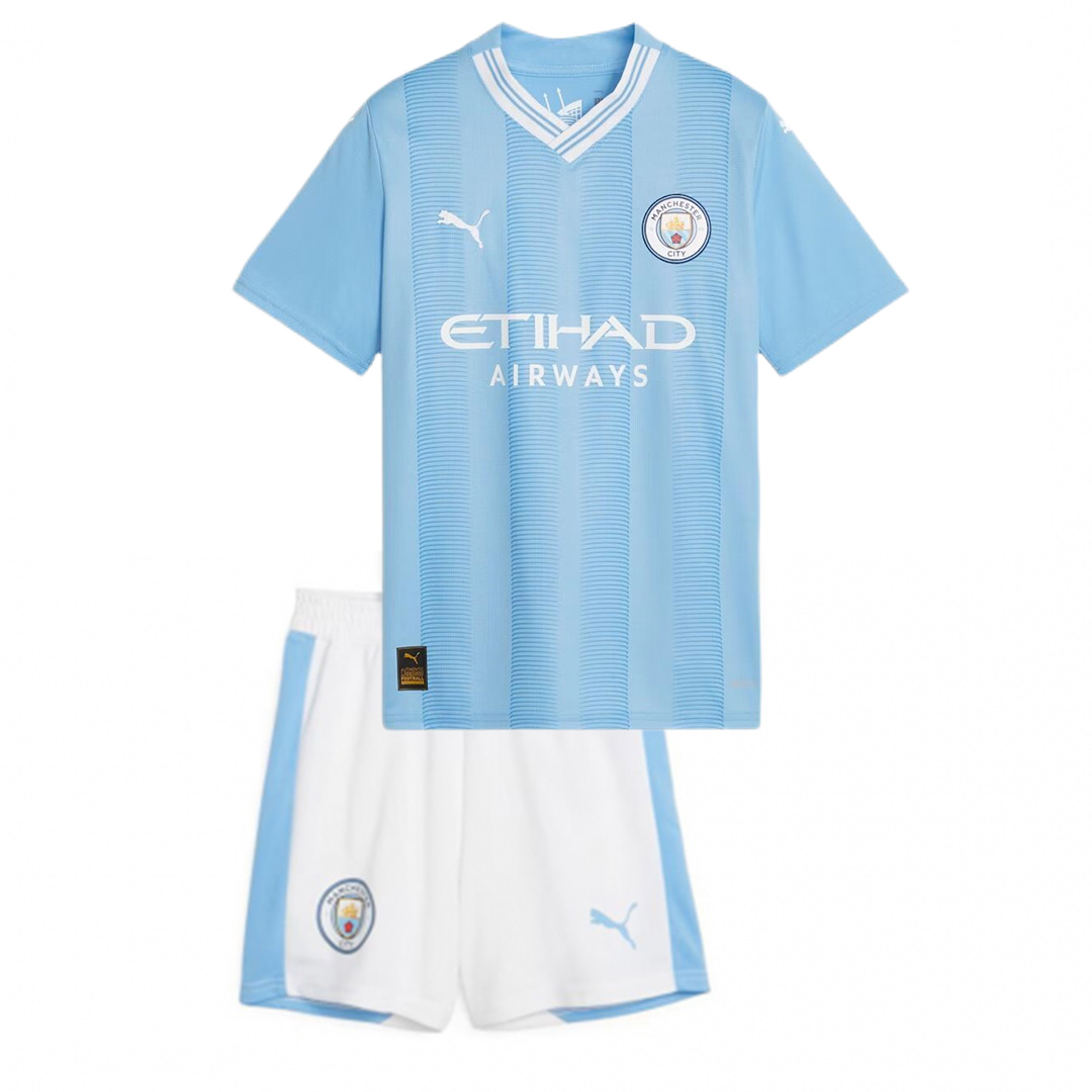 Kids Manchester City Home Jersey Kit 2023/24