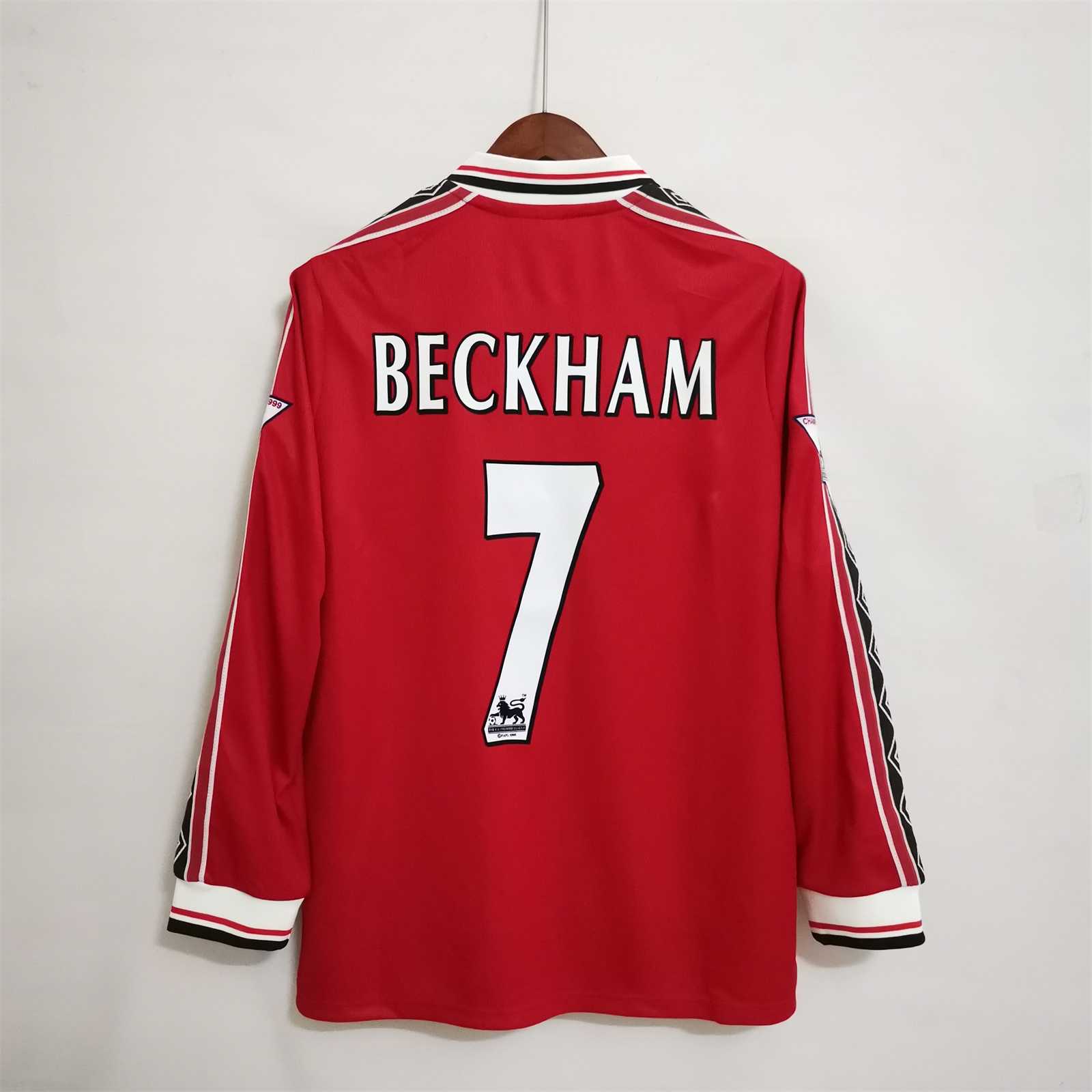 Manchester United Beckham #7 Retro Jersey Home Long Sleeve 1998/00