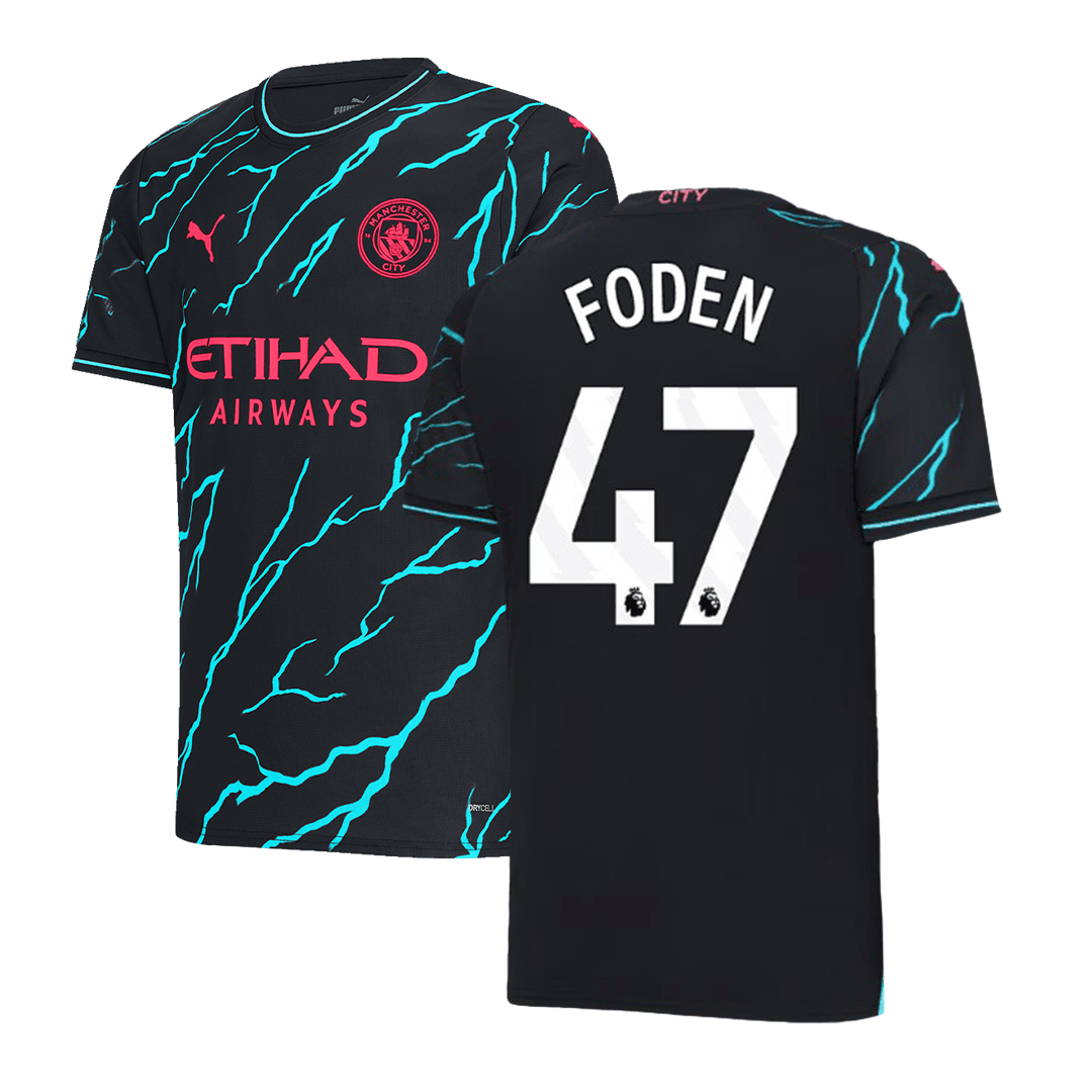 HAALAND #9 DE BRUYNE #17 J.ALVAREZ #19 FODEN #47 Manchester City Third Away Jersey 2023/24