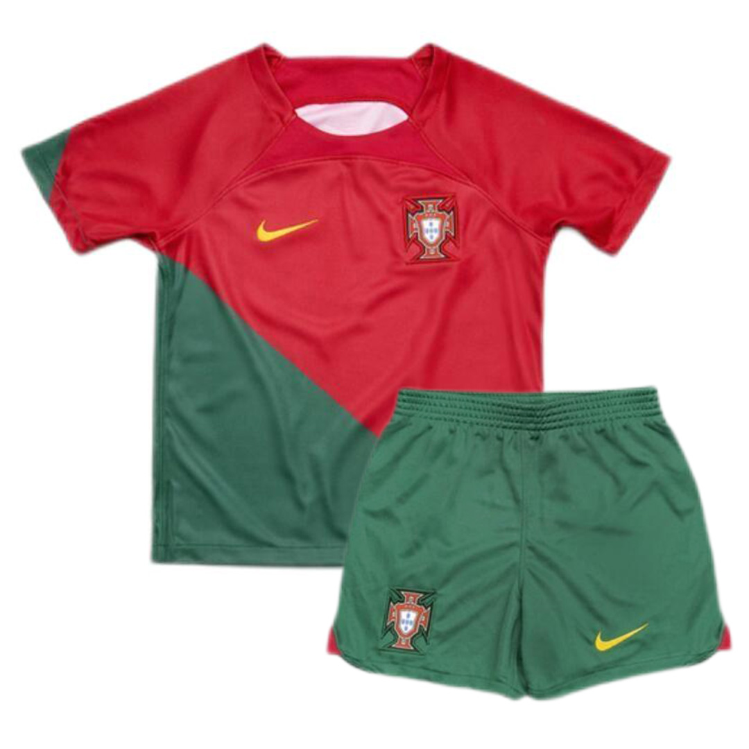 Portugal Kids Jersey Home Kit(Jersey+Shorts) World Cup 2022