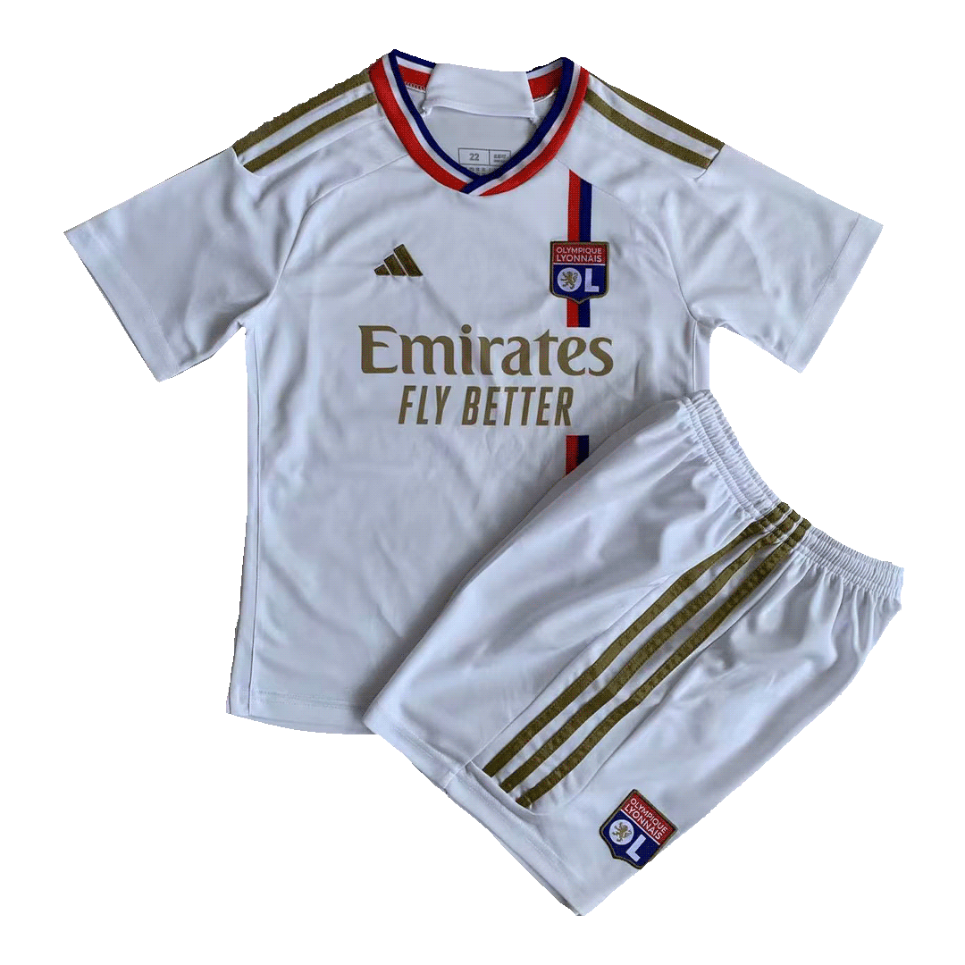 Kids Olympique Lyonnais Home Kit Jersey+Shorts 2023/24