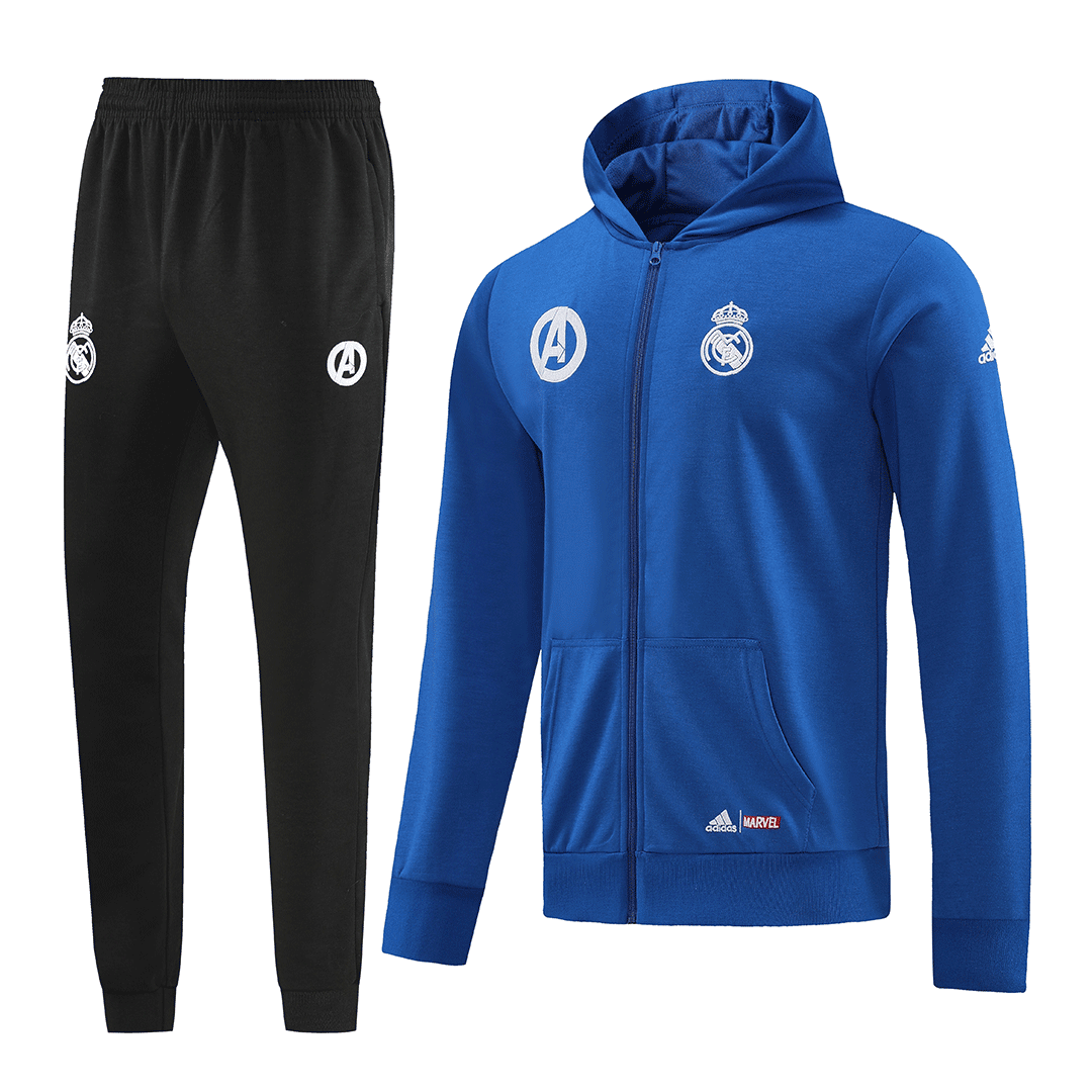 Real Madrid x Marvel Hoodie Sweatshirt Kit(Top+Pants) Blue 2022/23