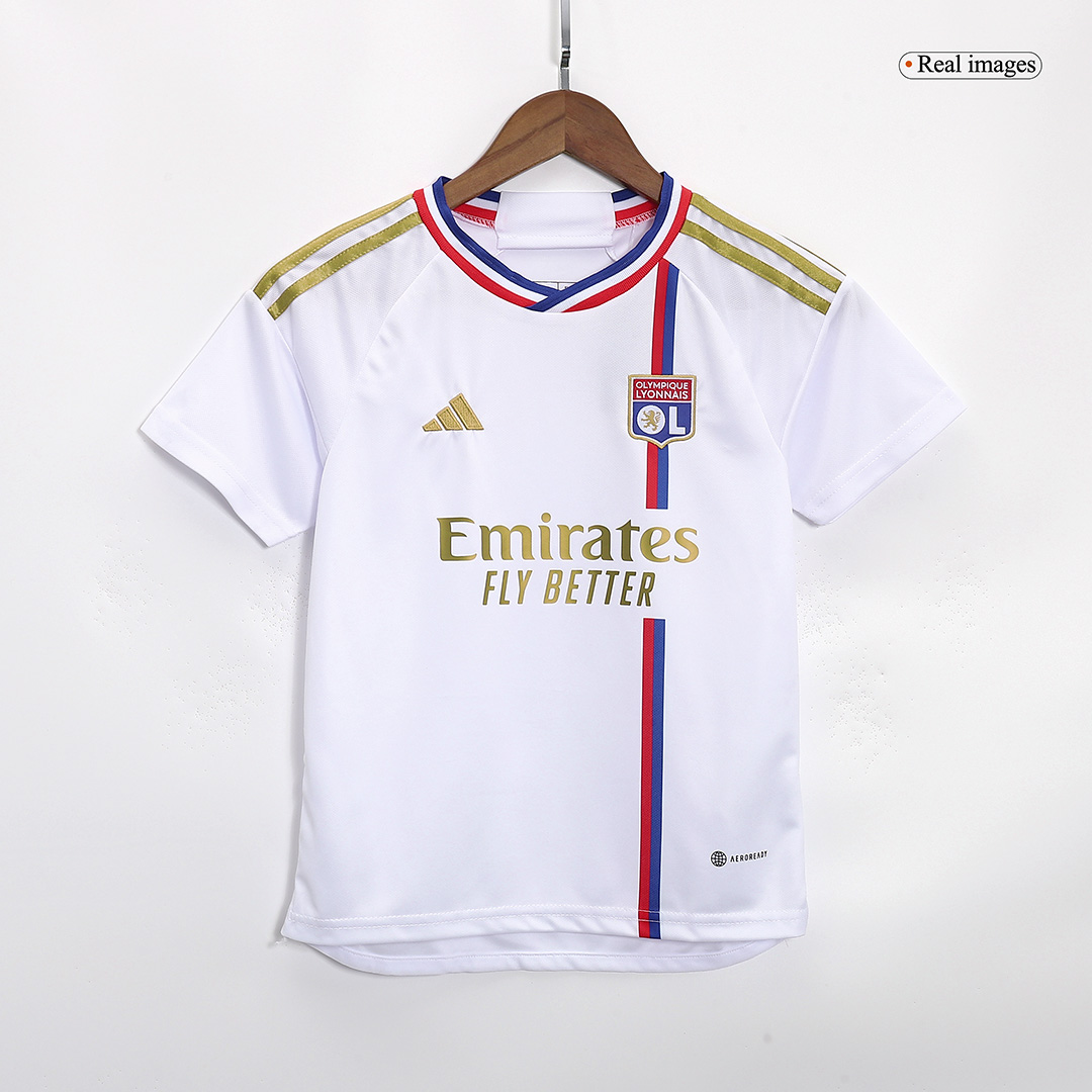 Kids Olympique Lyonnais Home Kit Jersey+Shorts 2023/24