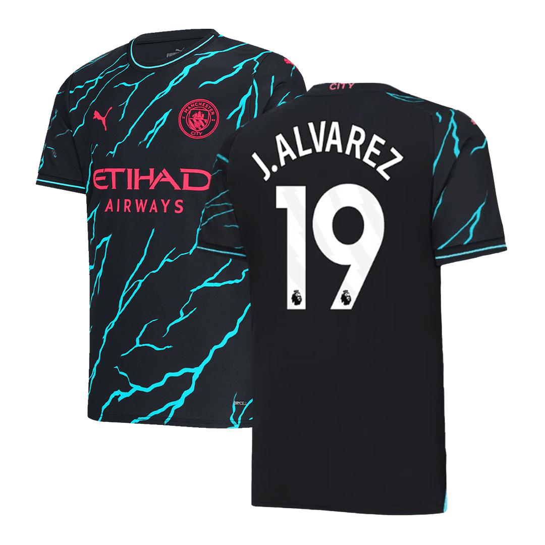 HAALAND #9 DE BRUYNE #17 J.ALVAREZ #19 FODEN #47 Manchester City Third Away Jersey 2023/24