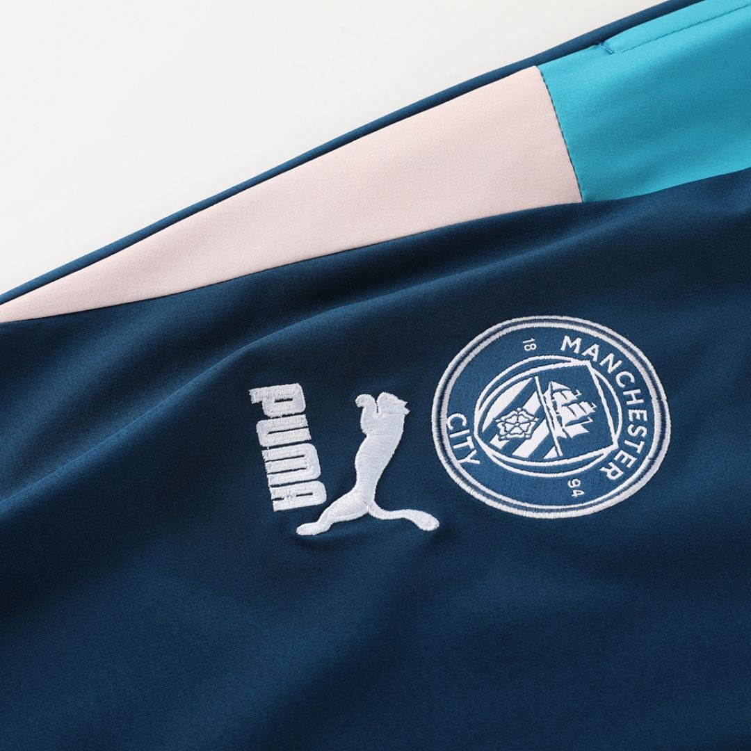 Manchester City Zipper Windbreaker Hoodie Kit(Top+Pants) Navy 202324 