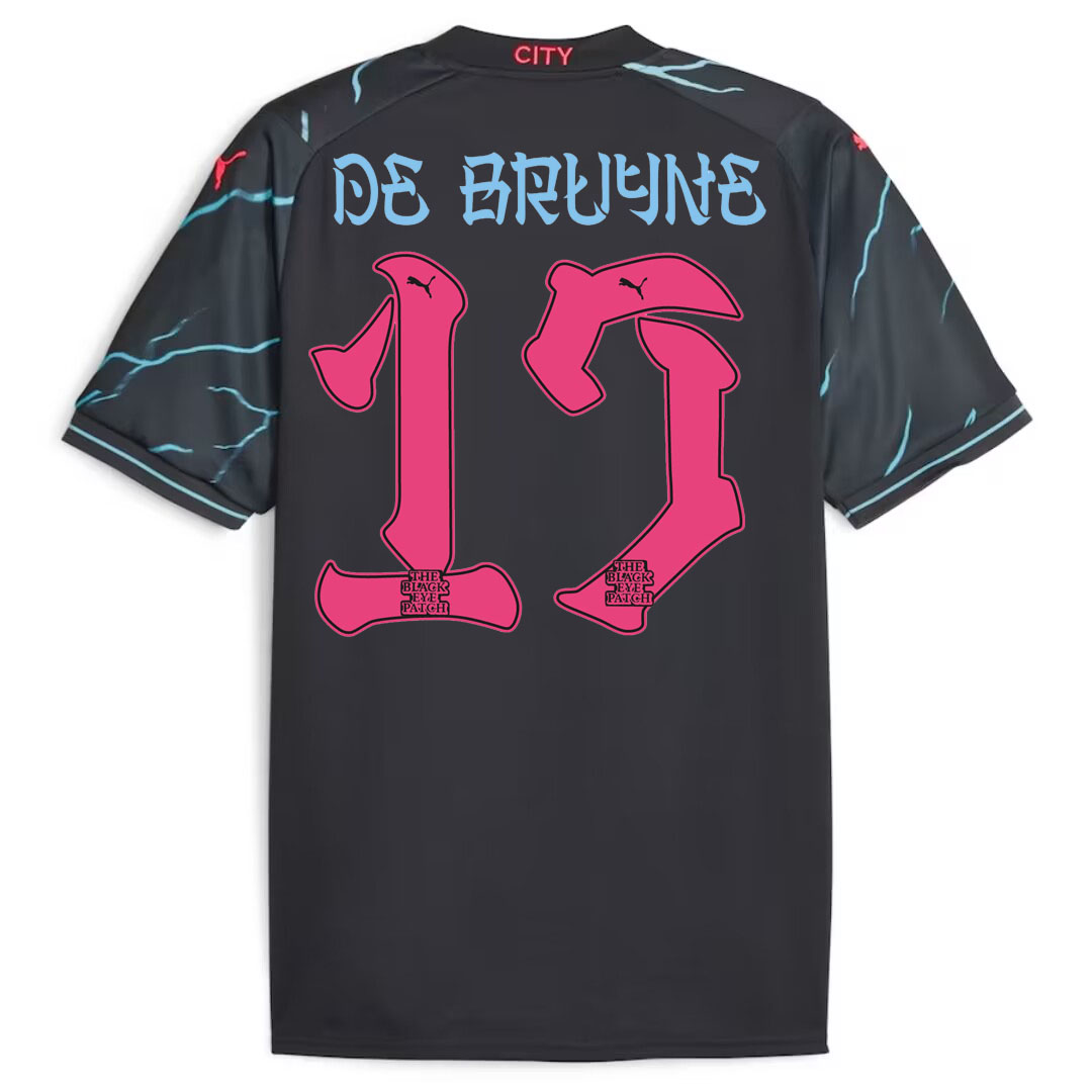 Manchester City HAALAND #9 GREALISH #10 DE BRUYNE #17 J.ALVAREZ #19 FODEN #47 Japanese Tour Printing Third Jersey 2023/24