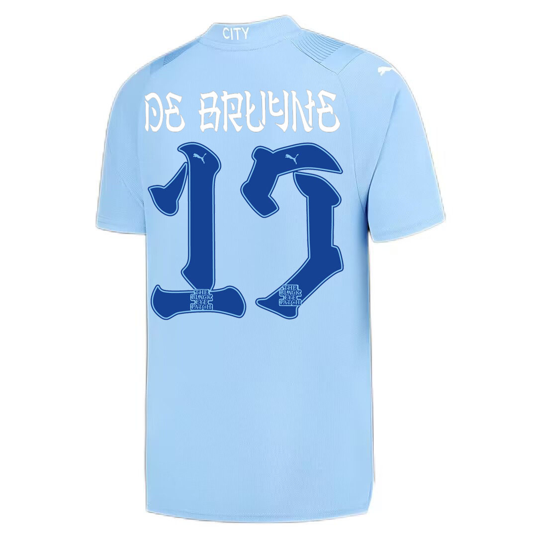 Manchester City HAALAND #9 GREALISH #10 DE BRUYNE #17 STONES #5 J.ALVAREZ #19 FODEN #47 Japanese Tour Printing Home Jersey 2023/24