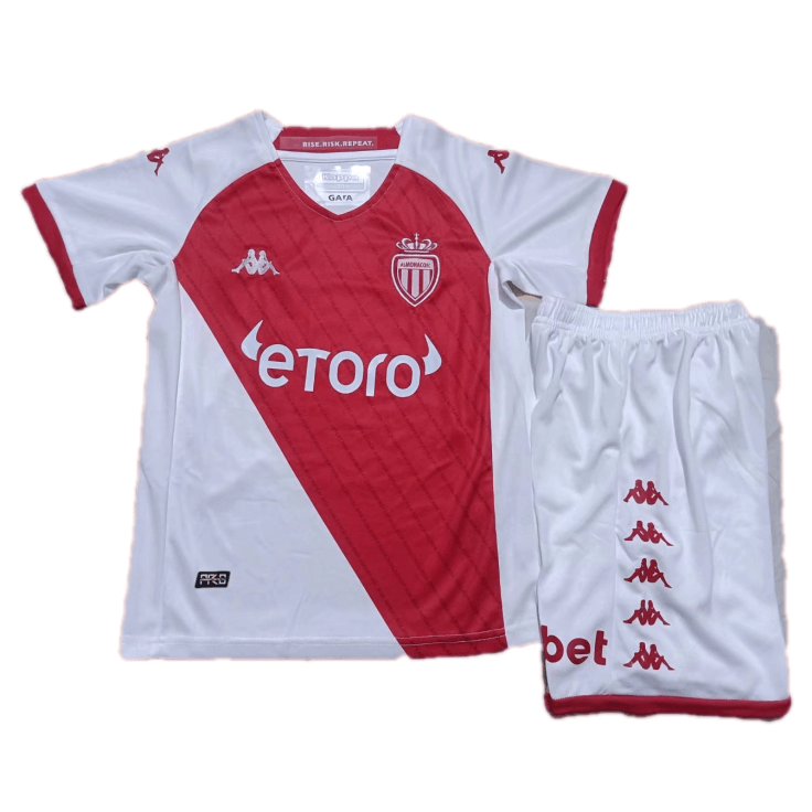 AS Monaco FC Kids Jersey Home Kit(Jersey+Shorts) Replica 2022/23