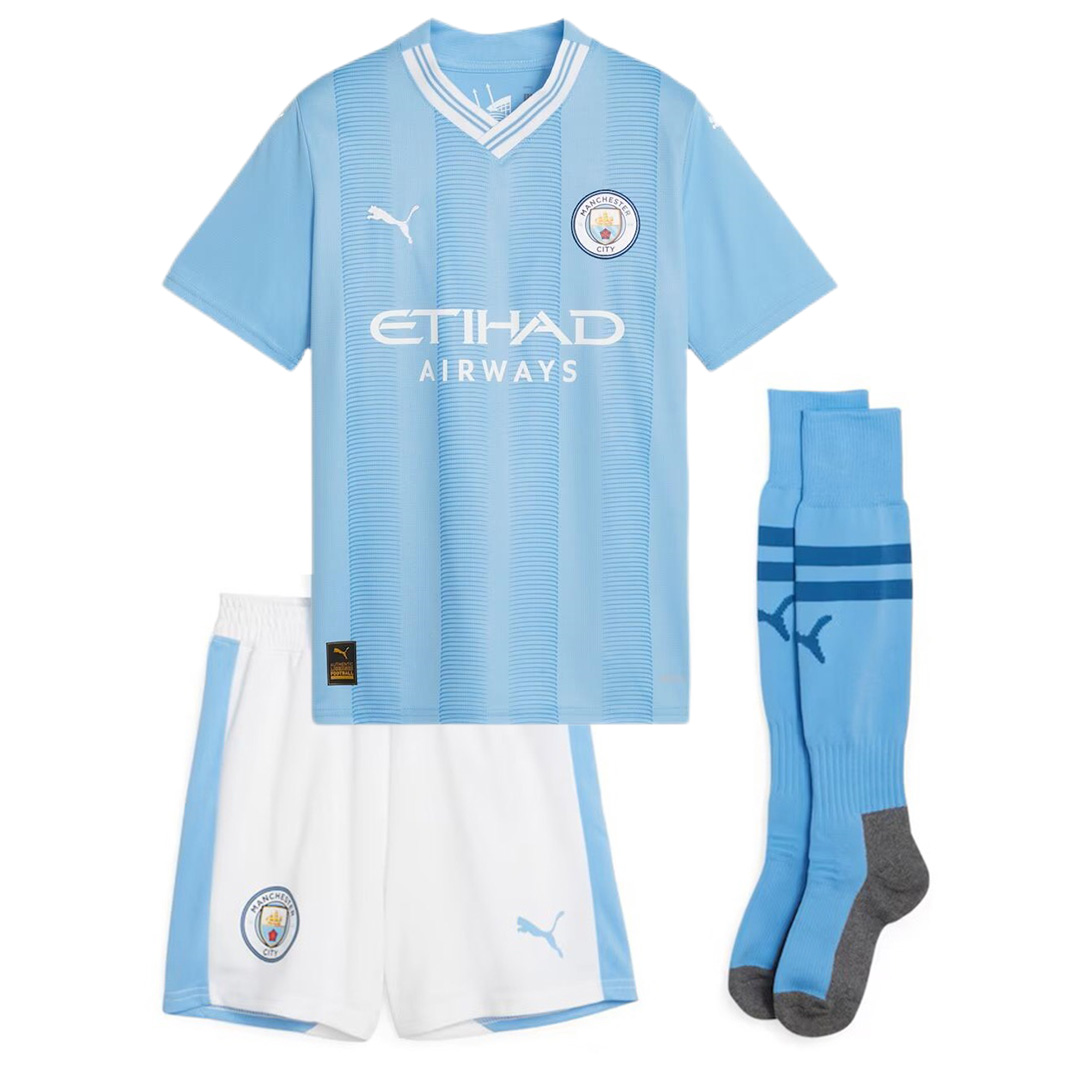 Kids Manchester City Home Kit(Jersey+Short+Socks) 2023/24