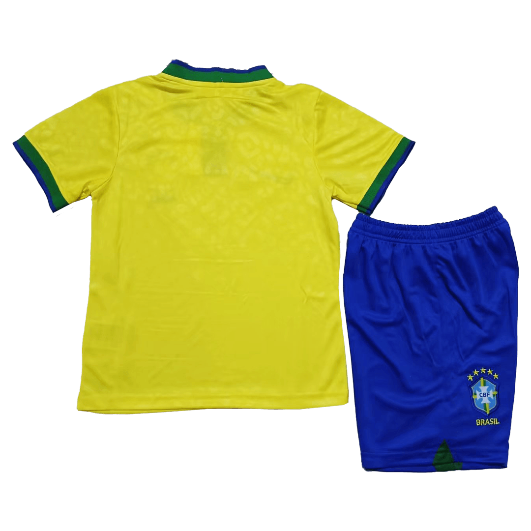 Brazil Kids Soccer Jersey Home Kit(Jersey+Shorts) World Cup 2022