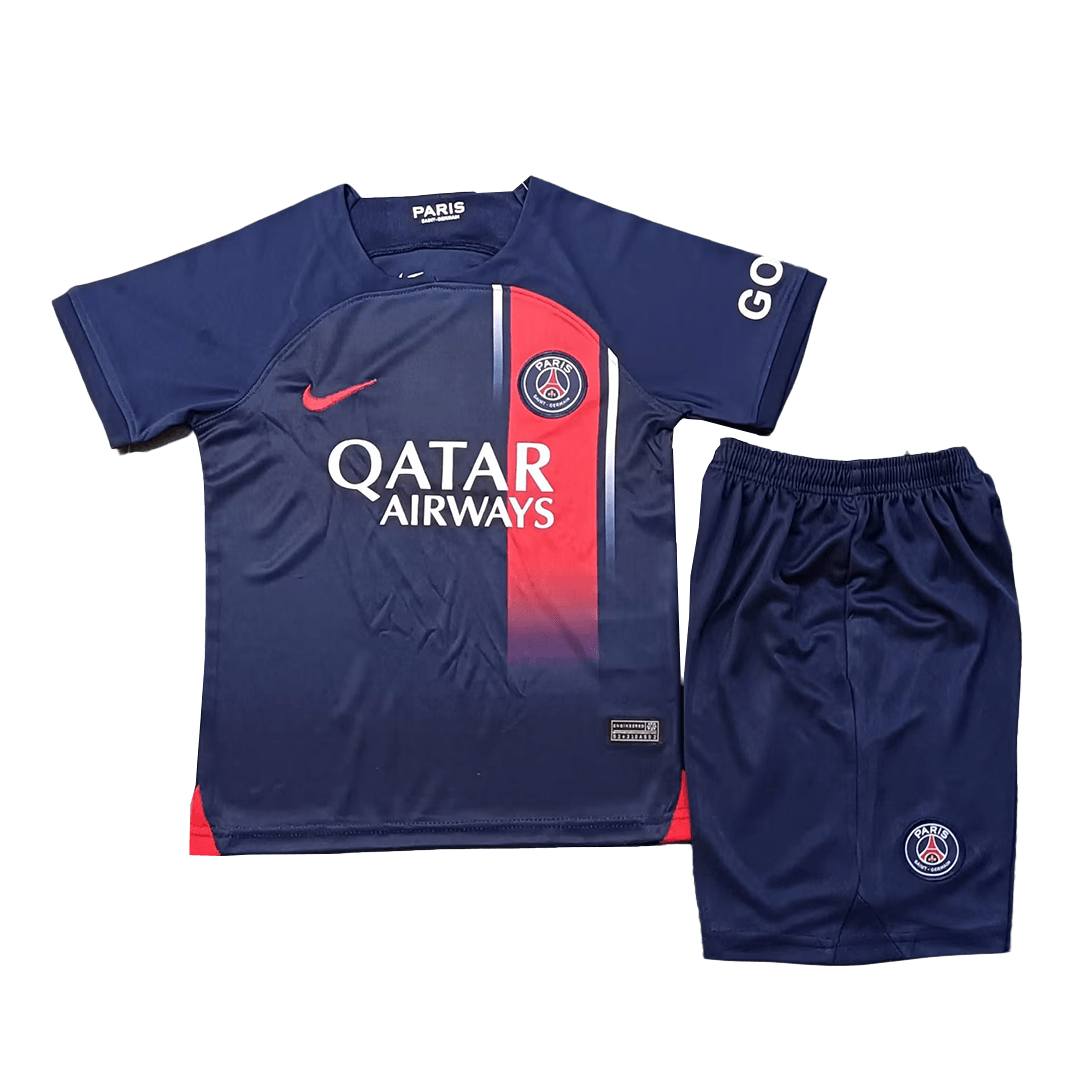 Kids PSG Home Whole Kit Jersey+Shorts+Socks 2023/24