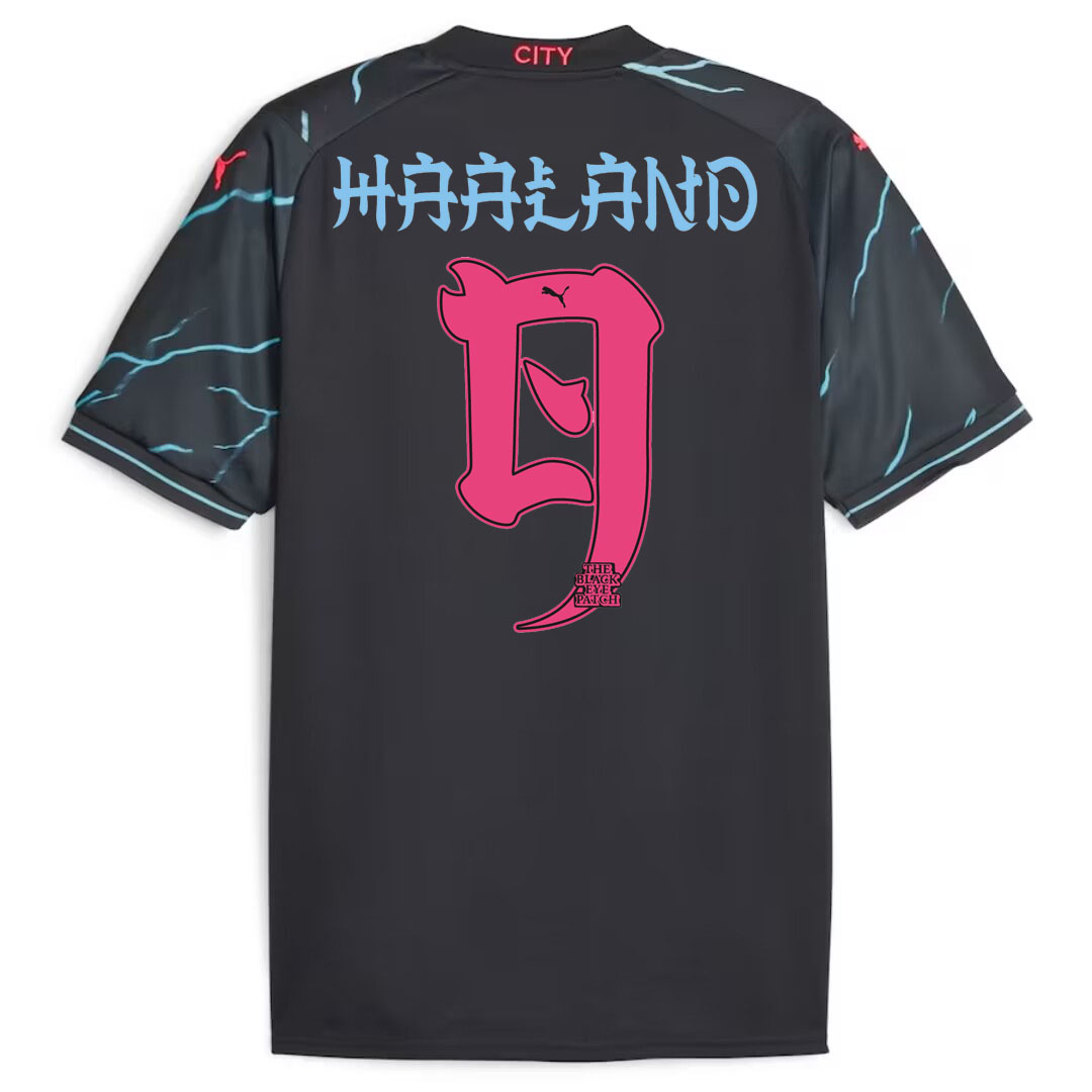 Manchester City HAALAND #9 GREALISH #10 DE BRUYNE #17 J.ALVAREZ #19 FODEN #47 Japanese Tour Printing Third Jersey 2023/24