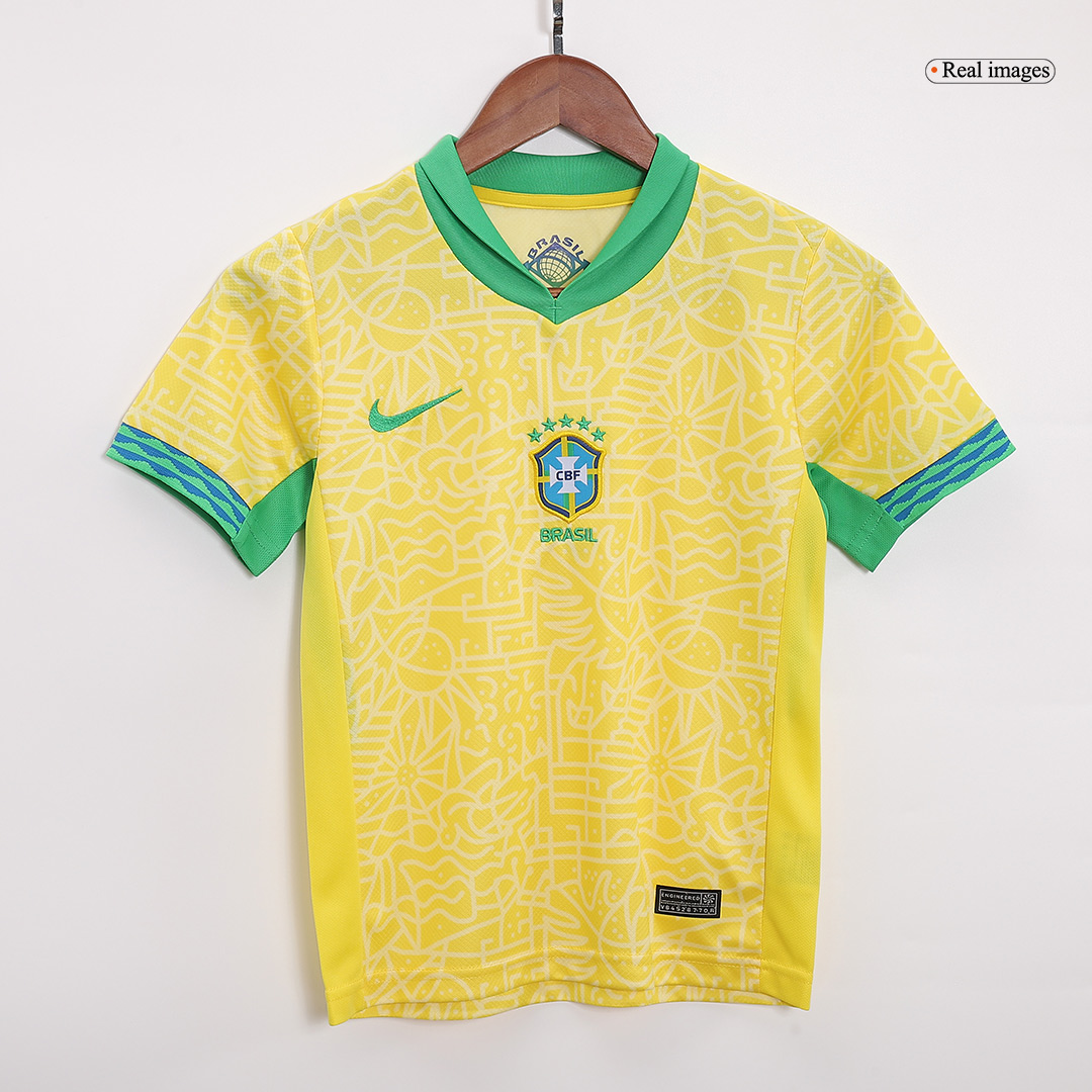 Kids Brazil Home Kit Copa America 2024 Youth Apparels