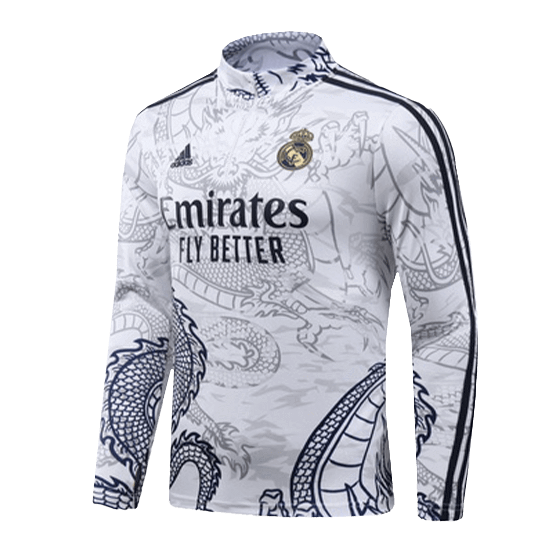 Real Madrid Zipper Sweatshirt Kit(Top+Pants) White 2023/24
